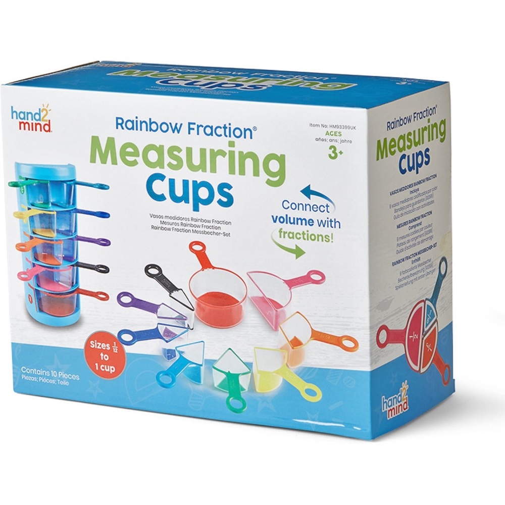 NIB Rainbow Fraction Measuring Cups hand2 mind 10 Piece Set, 3+ (Never Opened)